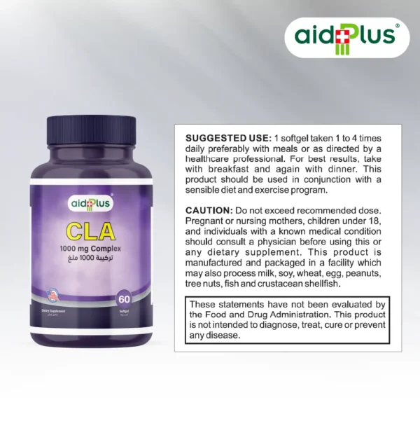 AID PLUS CLA 1000mg – 60 Softgels | Fat Loss & Metabolic Health Support - Image 3