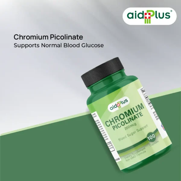 AID PLUS Chromium Picolinate 200mcg – 100 Capsules | Blood Sugar & Metabolism Support - Image 4