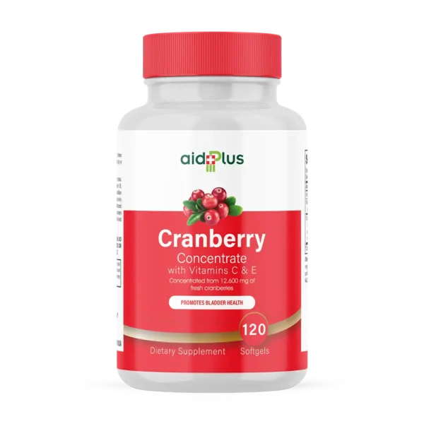 AID PLUS Cranberry Concentrate with Vitamins C & E – 120 Softgels | Urinary Tract Health Support
