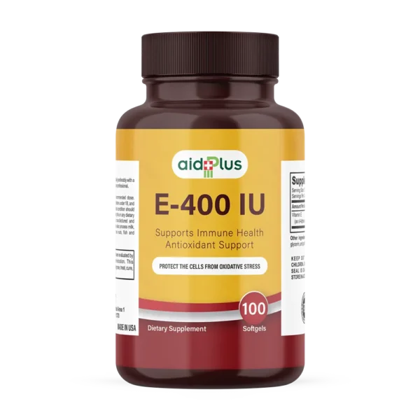 AID PLUS Vitamin E 400 (D-Alpha) 100’s – Immune & Antioxidant Support Softgels