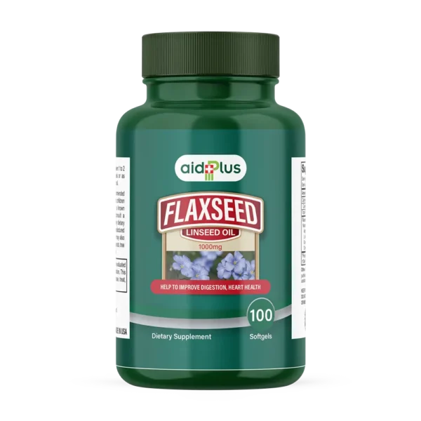 AID PLUS Flaxseed Oil 1000mg – 100 Softgels | Organic Omega-3, Omega-6 & Omega-9 Support