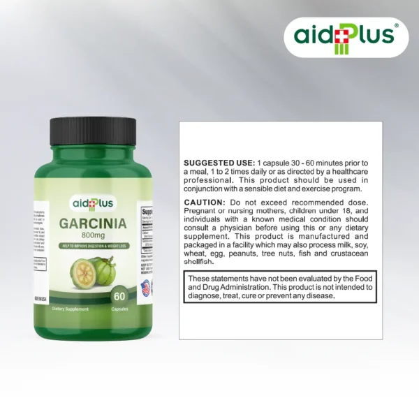 AID PLUS Garcinia Cambogia 800mg – 60 Capsules | Weight Management & Appetite Control - Image 3