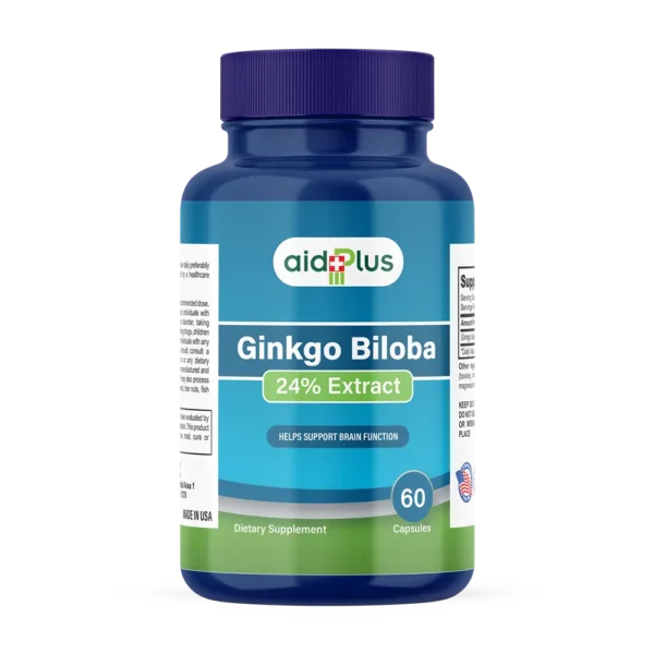 AID PLUS Ginkgo Biloba 120mg – 60 Capsules | 24% Extract for Memory, Focus & Circulation