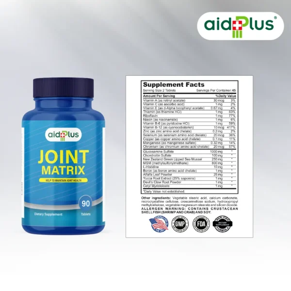 AID PLUS Joint Matrix – 90 Tablets | Glucosamine, Chondroitin, MSM & Green Lipped Mussel - Image 2