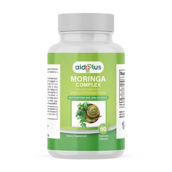 AID PLUS Moringa Complex – 5000mg Concentrated Extract – 60 Vegetable Capsules