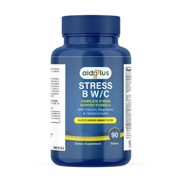 AID PLUS Stress B with C 90’s – Complete Stress Support with Calcium, Magnesium & Herbs