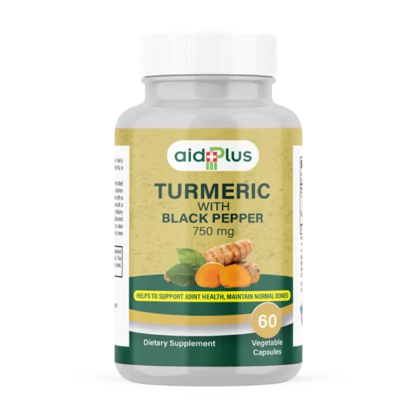 AID PLUS Turmeric 750 mg 60’s – High Strength Curcumin with Black Pepper for Joint & Immune Health