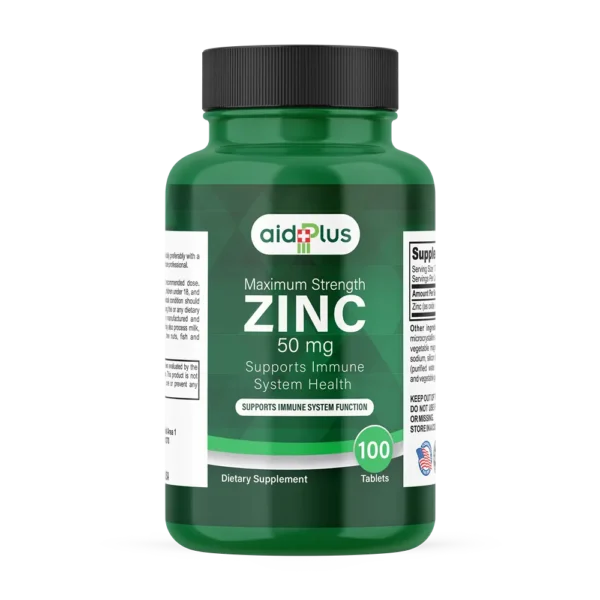 AID PLUS Zinc 50 mg 100’s – High Strength Immune Support & Antioxidant Health Supplement
