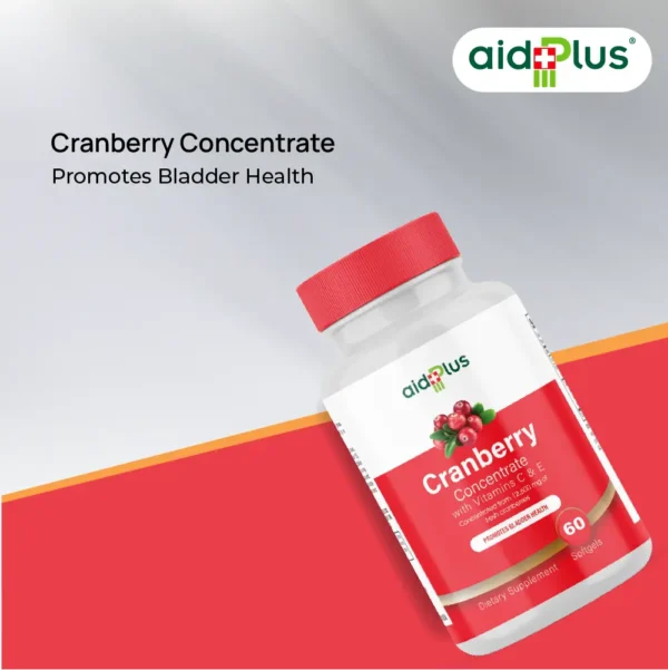 AID PLUS Cranberry Concentrate with Vitamins C & E – 60 Softgels | Urinary Tract & Immune Support - Image 4