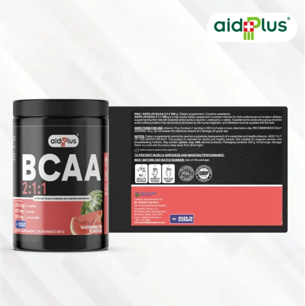 AID PLUS BCAA 2:1:1 Watermelon 300g – Muscle Recovery & Performance Supplement - Image 3