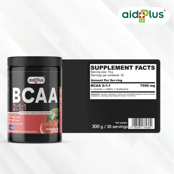 AID PLUS BCAA 2:1:1 Watermelon 300g – Muscle Recovery & Performance Supplement - Image 2
