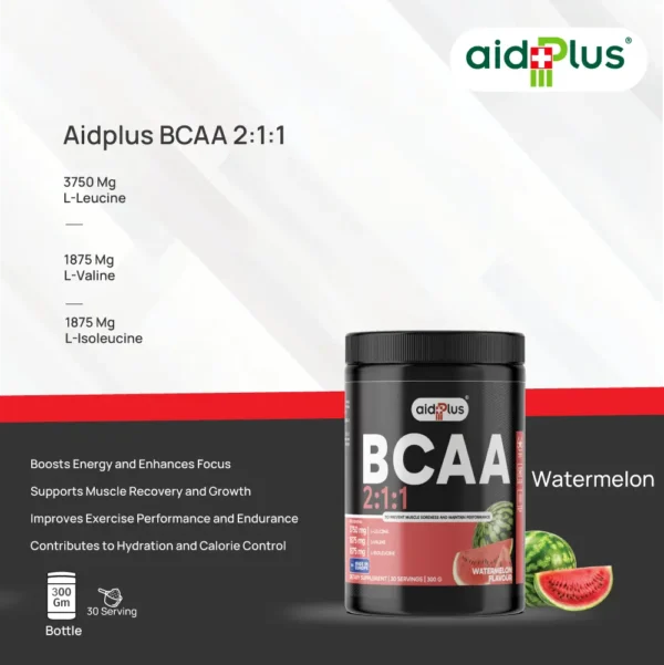 AID PLUS BCAA 2:1:1 Watermelon 300g – Muscle Recovery & Performance Supplement - Image 4