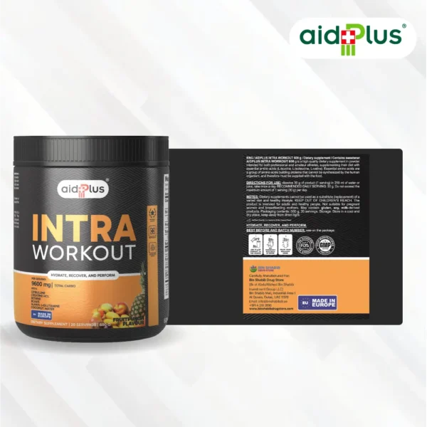 AID PLUS Intra Workout Fruit Punch 600g – Hydration & Performance Support - Image 3