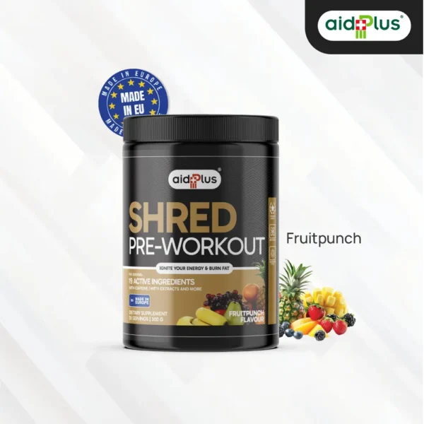 AID PLUS Pre Workout Shred Fruit Punch 300g – Energy & Fat Burn