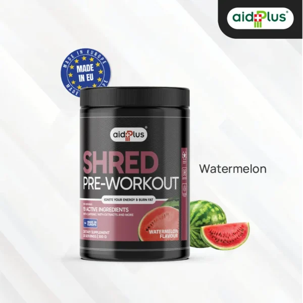 AID PLUS Pre Workout Shred Watermelon 300g – Energy & Fat Burn